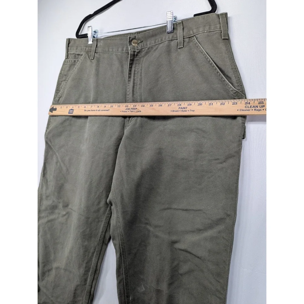 Carhartt Mens‎ Loose Fit Carpenter Pants Olive Gray Duck Canvas 38x30 Workwear
